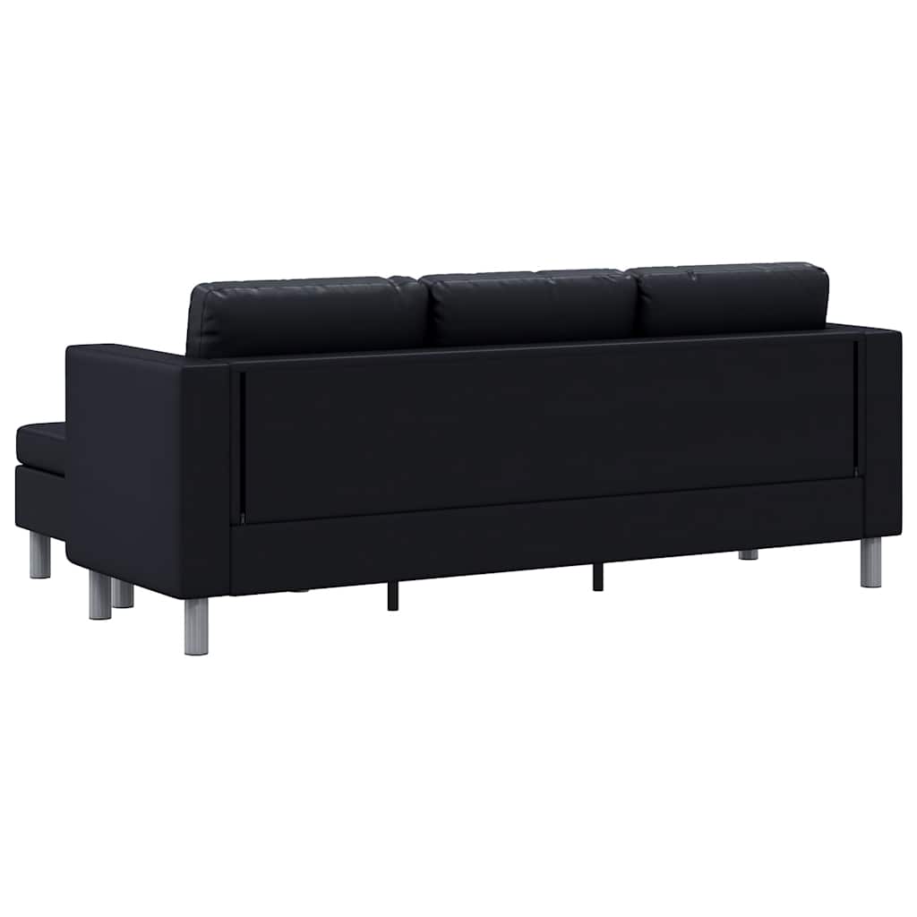 vidaXL L-förmiges Sofa 3-Sitzer Kunstleder Schwarz