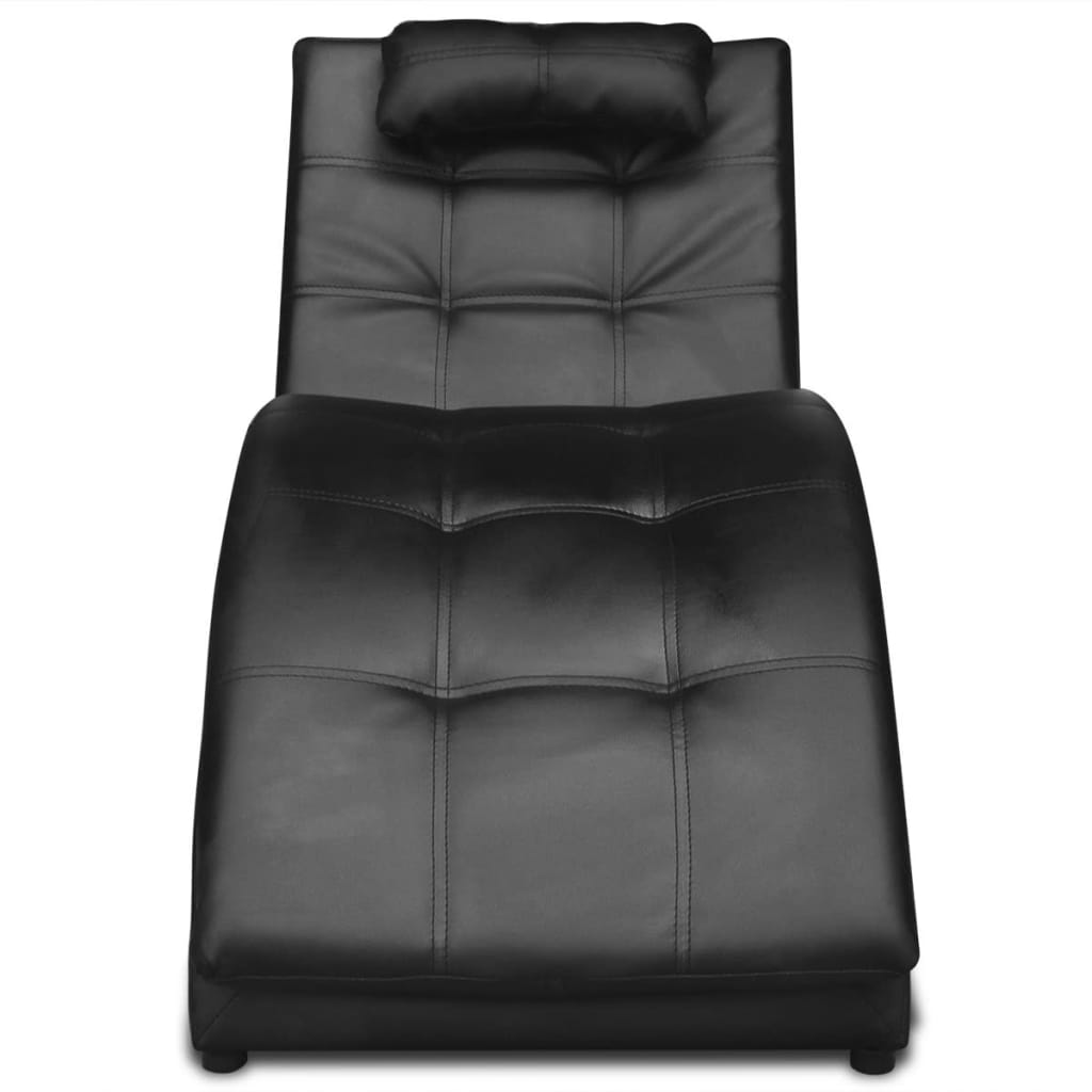 vidaXL Chaiselongue mit Kissen Schwarz Kunstleder