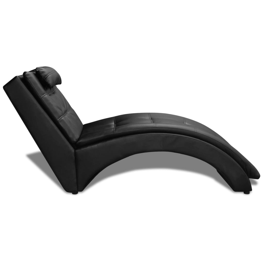 vidaXL Chaiselongue mit Kissen Schwarz Kunstleder