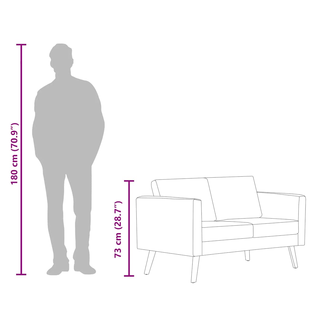 vidaXL Sofa 2-Sitzer Stoff Hellgrau