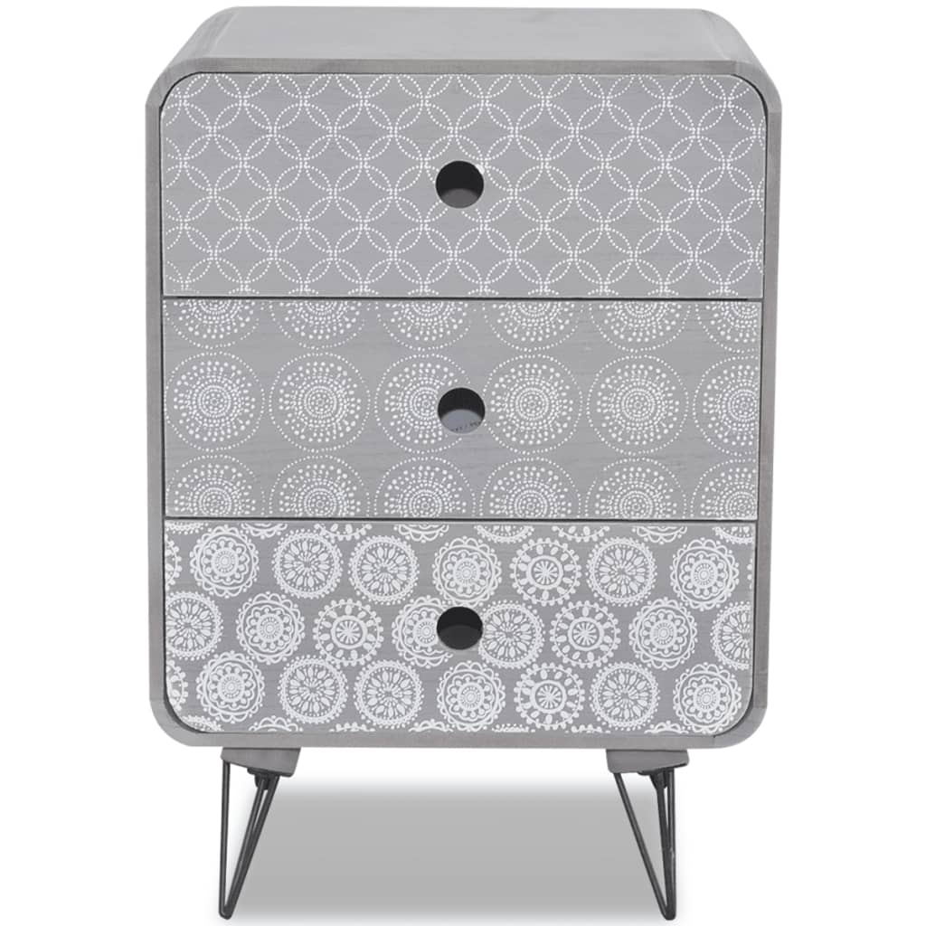 vidaXL Beistellschrank mit 3 Schubladen Grau