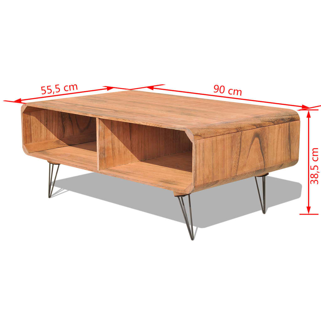 vidaXL Couchtisch 90×55,5×38,5 cm Massivholz Paulownia Braun