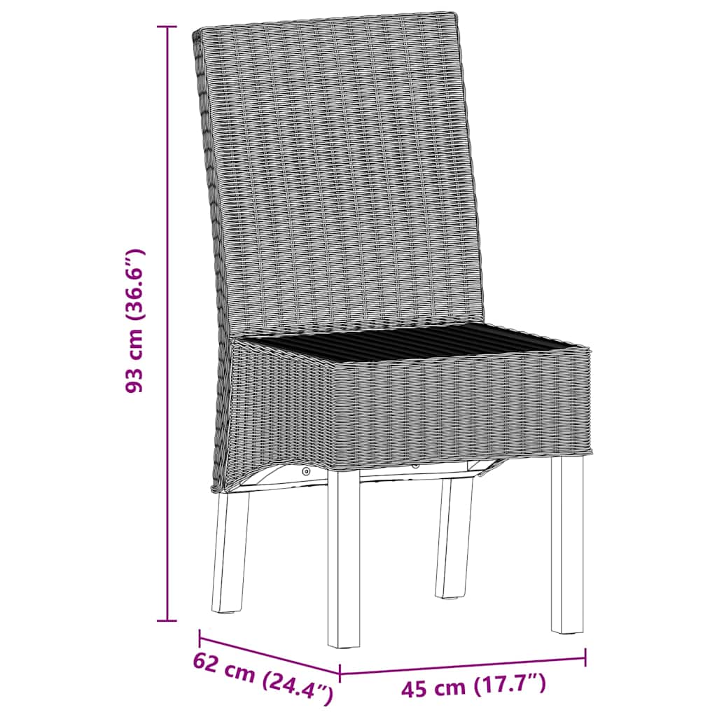 vidaXL Esszimmerstühle 2 Stk. Braun Natürliches Rattan
