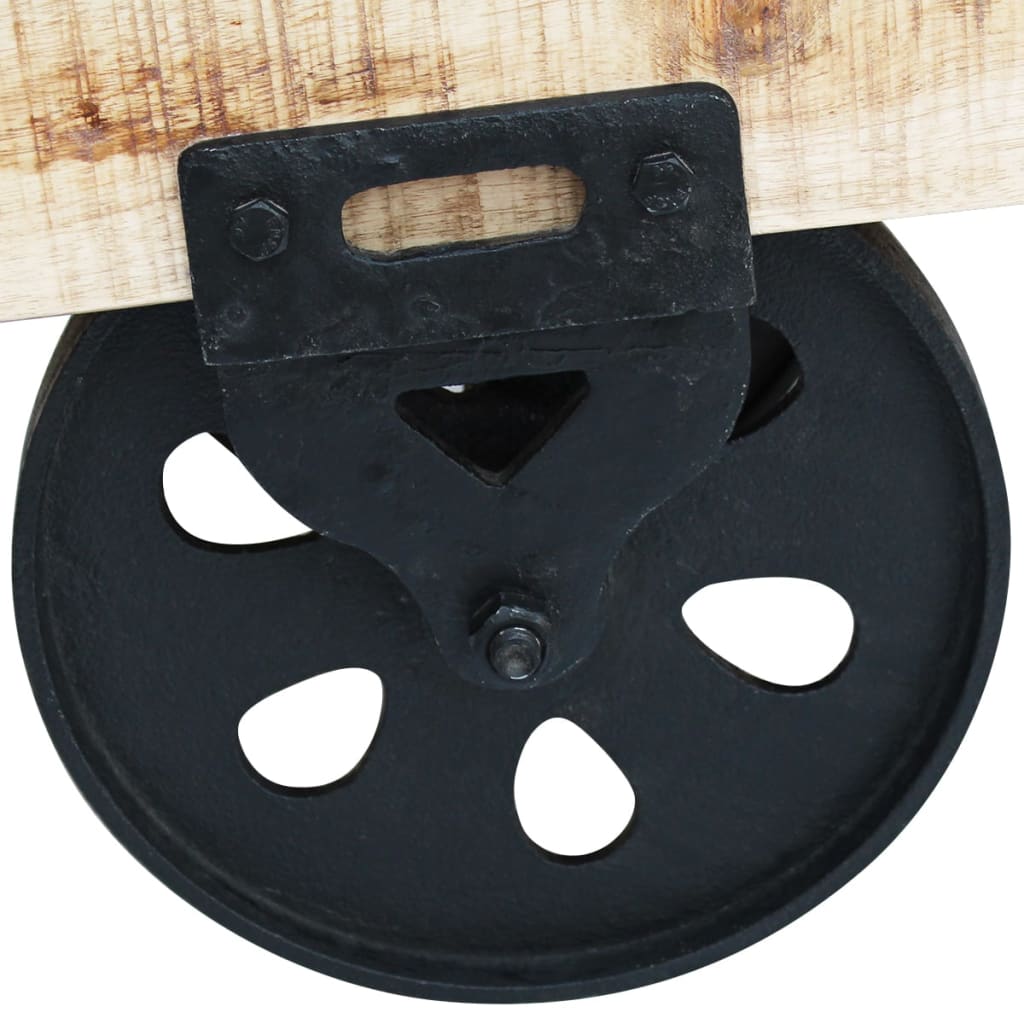 vidaXL Couchtisch mit Rollen Raues Mangoholz