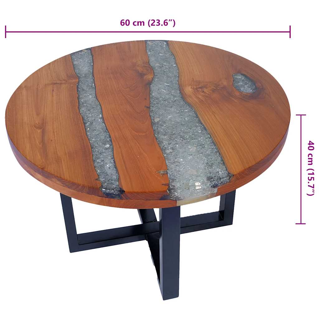 vidaXL Couchtisch Teak Harz 60 cm