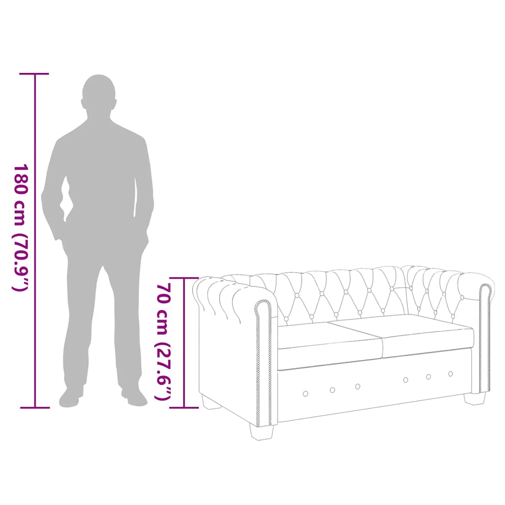 vidaXL Chesterfield-Sofa 2-Sitzer Kunstleder Braun