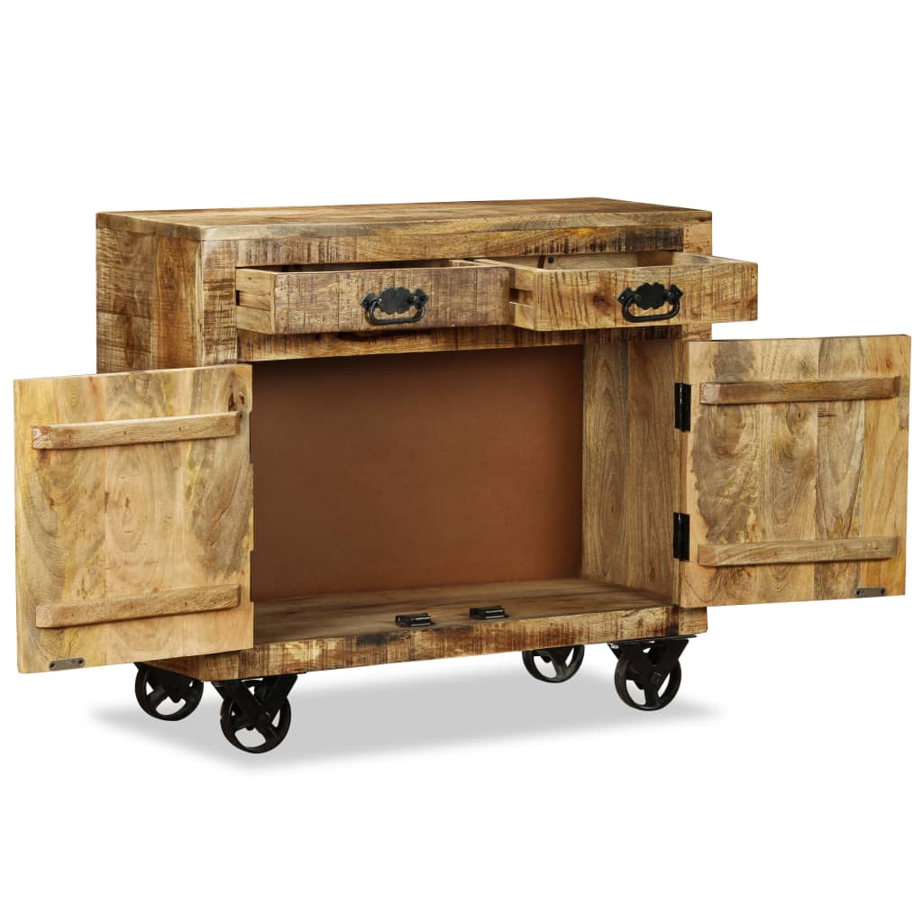 vidaXL Sideboard mit 2 Schubladen und 1 Fach Raues Mangoholz