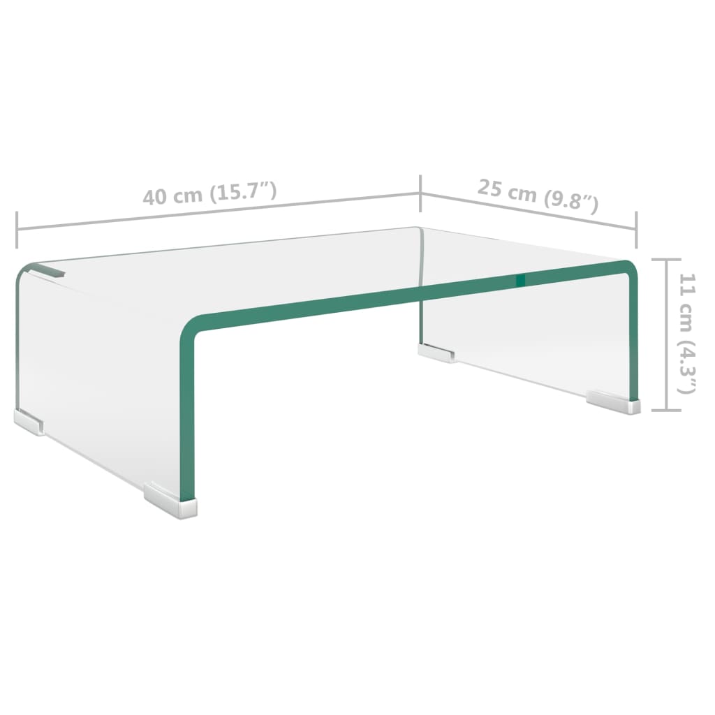 vidaXL TV-Tisch/Bildschirmerhöhung Glas Transparent 40x25x11 cm