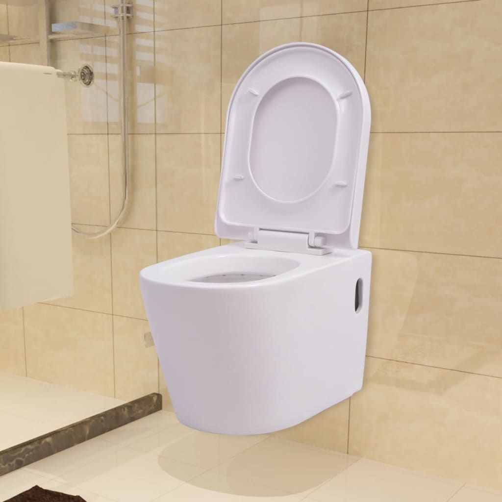 vidaXL Wandmontierte Toilette Keramik Weiß