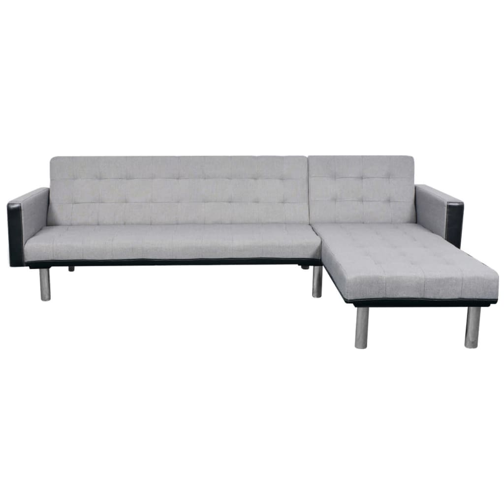 vidaXL Schlafsofa in L-Form Stoff Schwarz und Grau