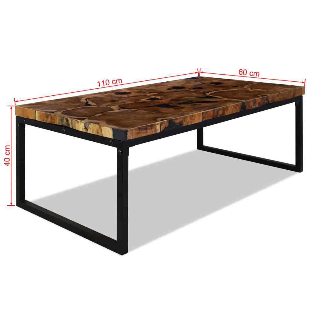 vidaXL Couchtisch Teak Harz 110x60x40 cm