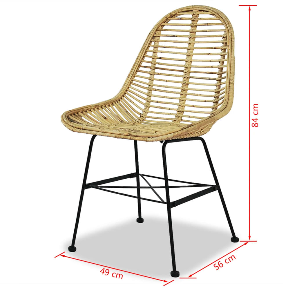 vidaXL Esszimmerstühle 2 Stk. Natur Rattan