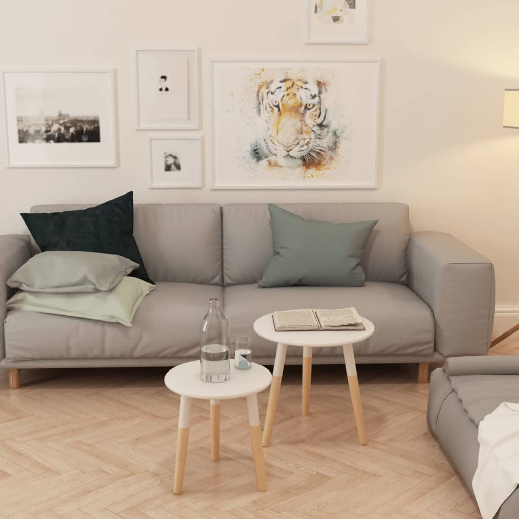 vidaXL Beistelltisch Set 2 Stk. Kiefernholz Massiv Weiß