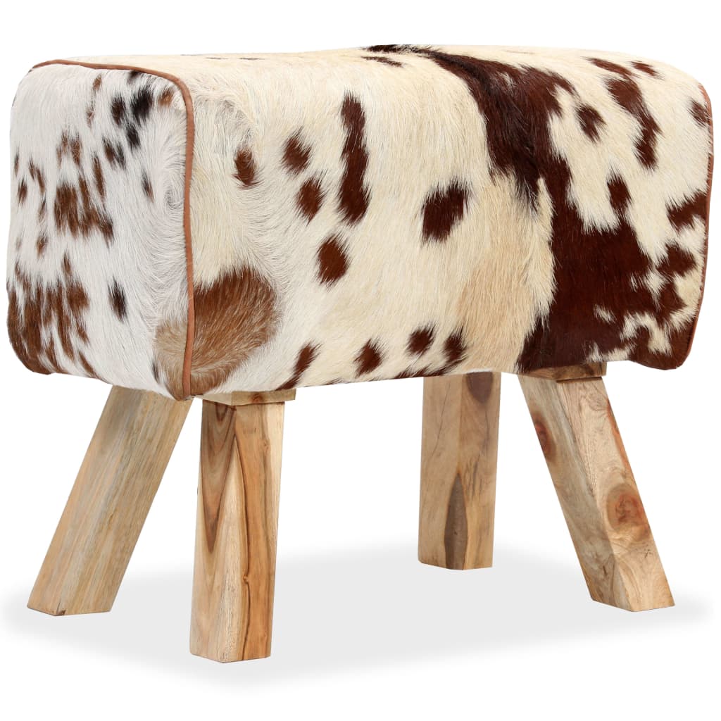 vidaXL Hocker Echtes Ziegenleder Braun 60 x 30 x 50 cm