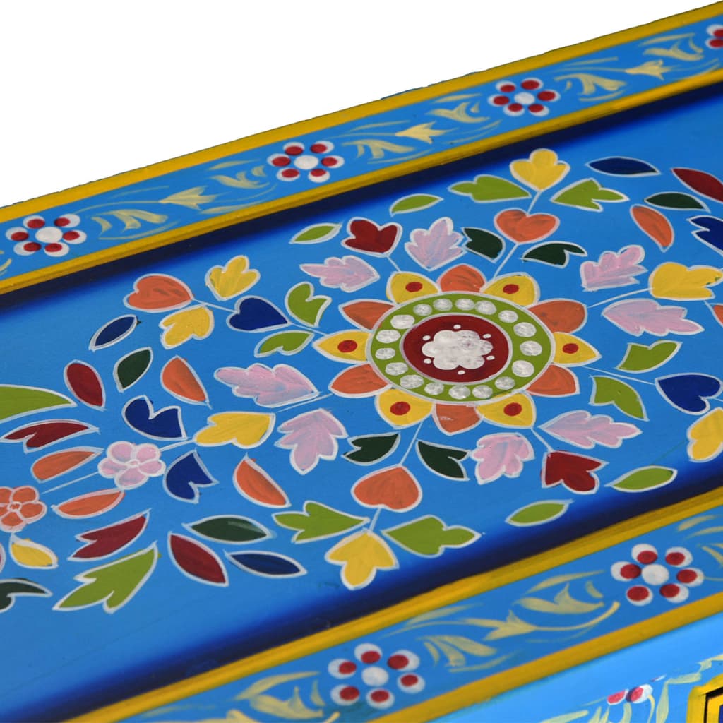 vidaXL Sideboard mit Schubladen Massivholz Mango Türkis Handbemalt