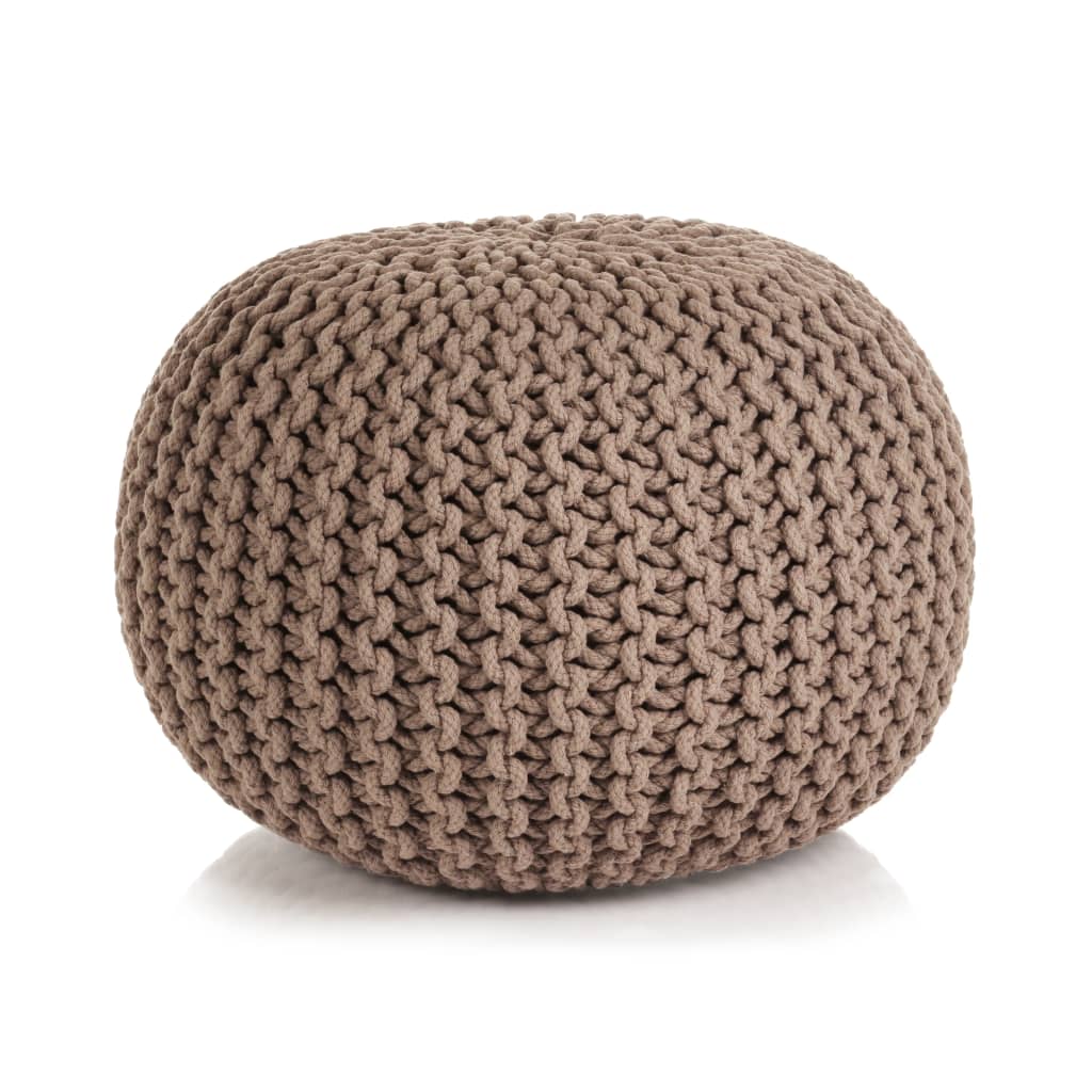 vidaXL Handgestrickter Pouf Baumwolle 50 x 35 cm Grau