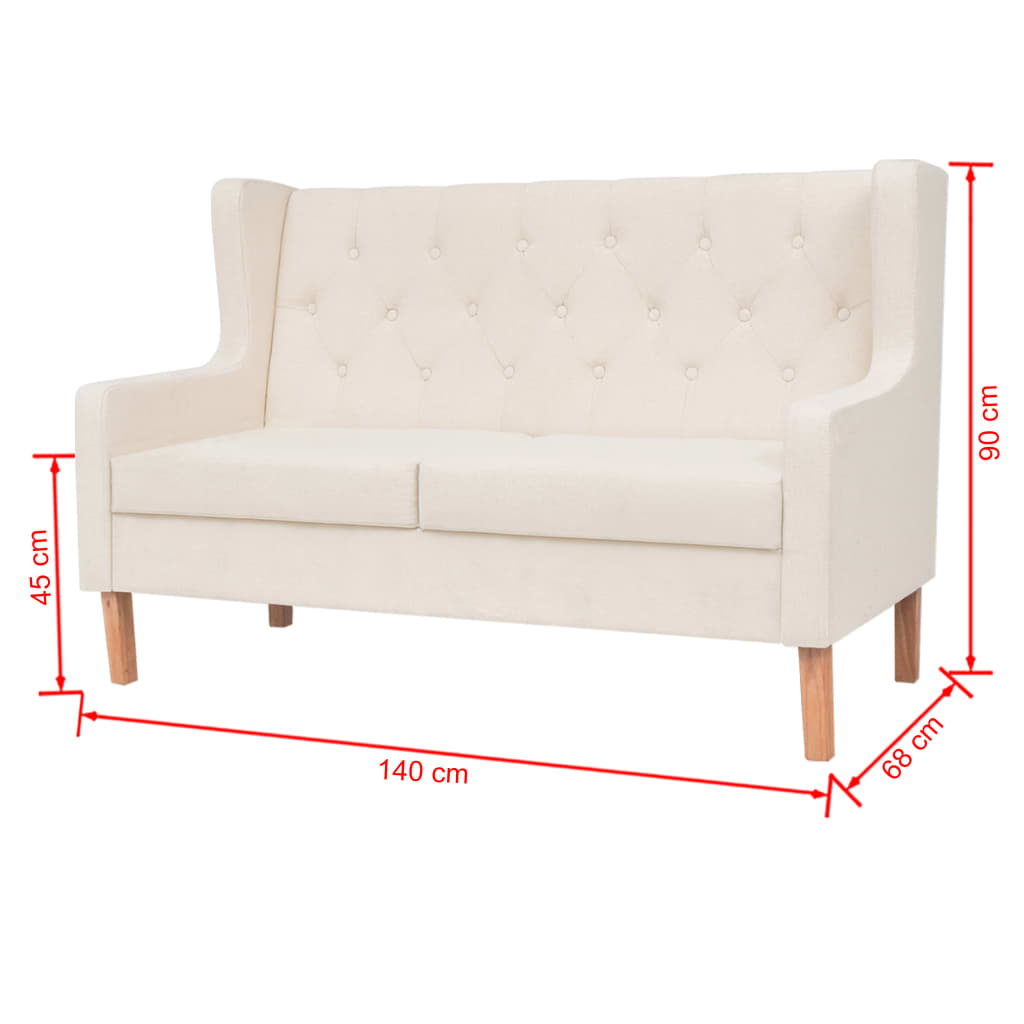vidaXL 2-Sitzer Sofa Stoff Cremeweiß