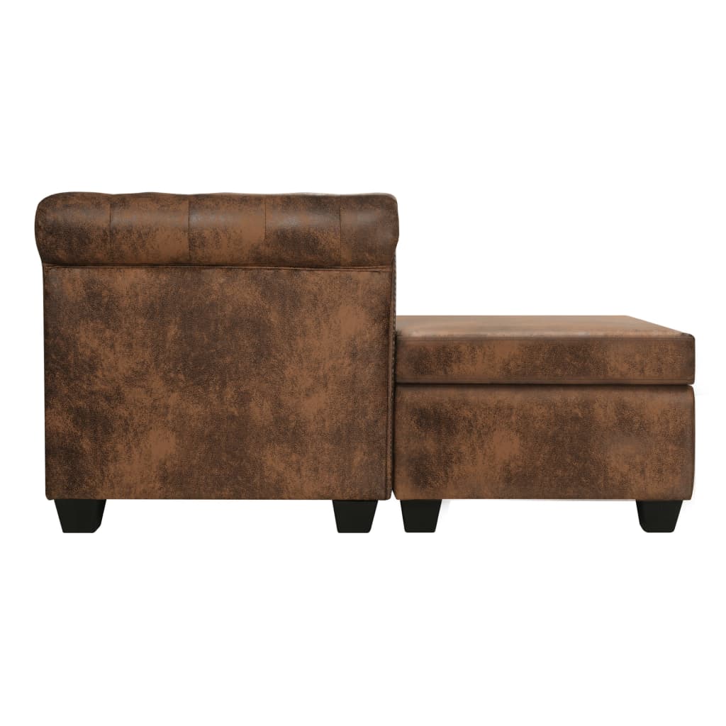 vidaXL Chesterfield-Sofa L-Form Kunstwildleder Braun