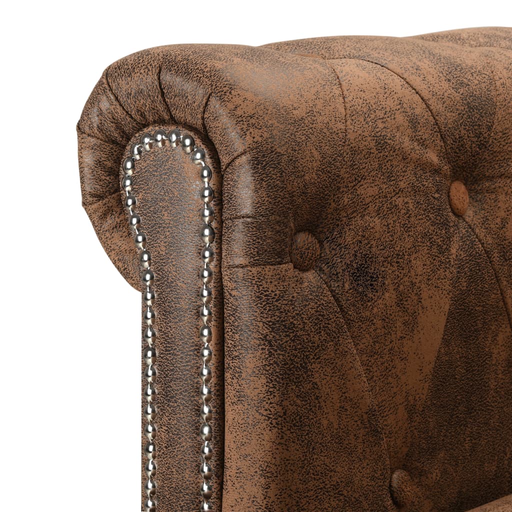 vidaXL Chesterfield-Sofa L-Form Kunstwildleder Braun