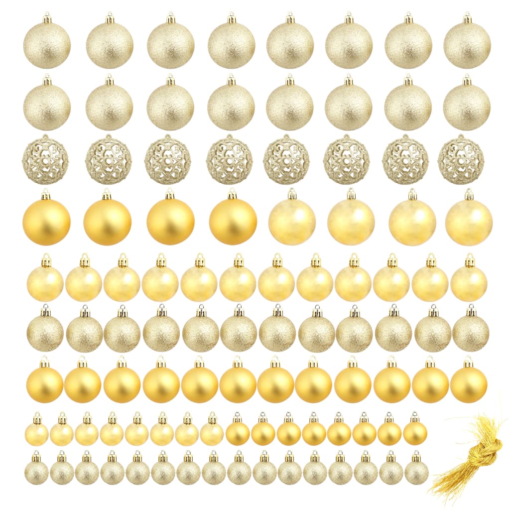 vidaXL 100-tlg. Weihnachtskugel-Set 3/4/6 cm Golden