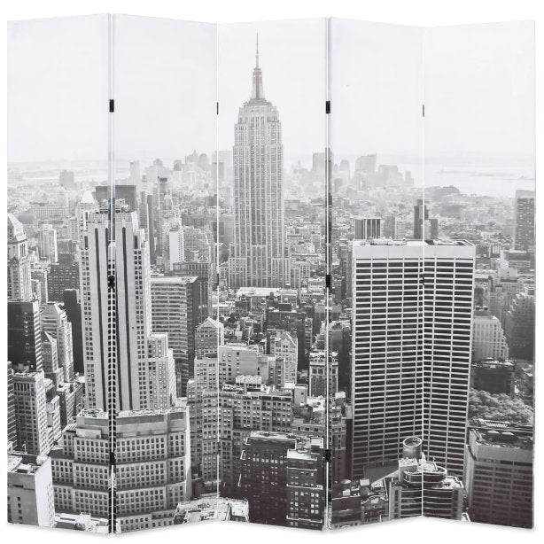 vidaXL Raumteiler klappbar 120 x 170 cm New York bei Tag Schwarz-Weiß