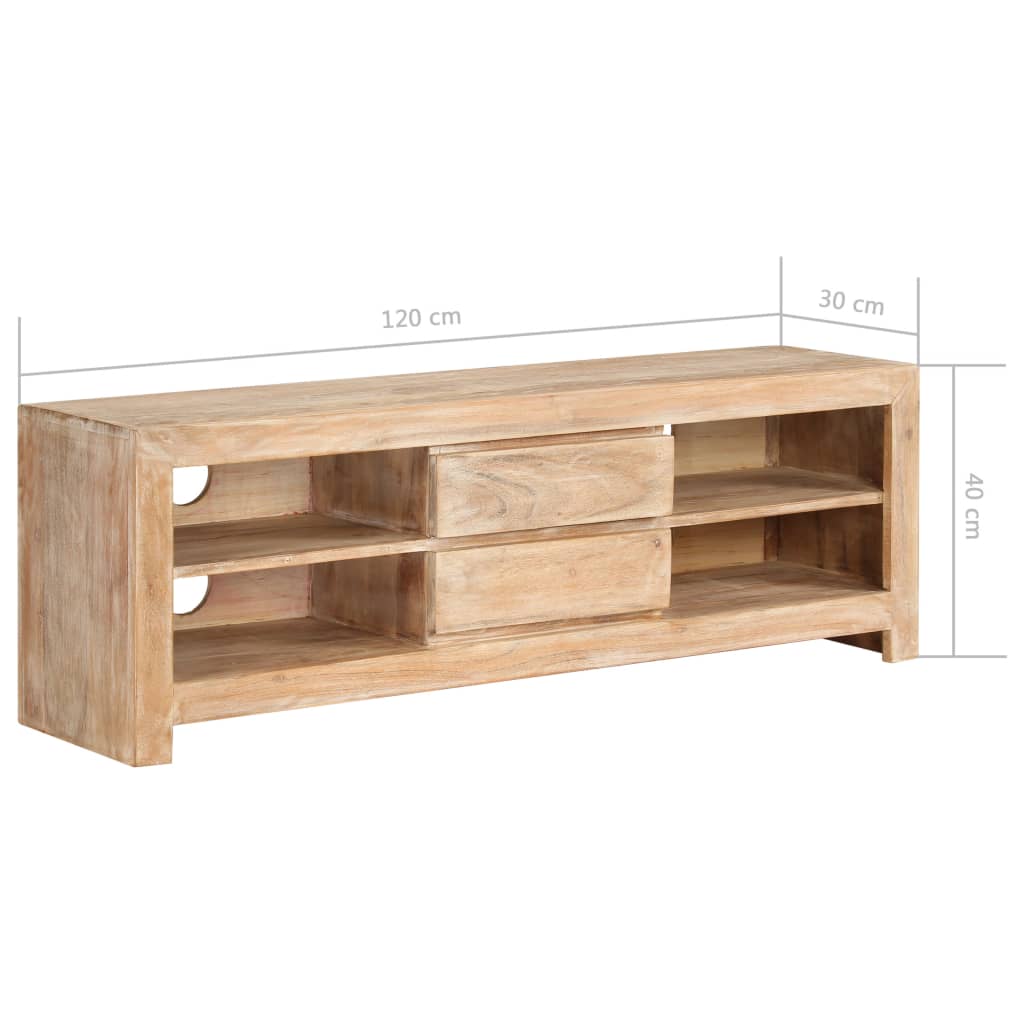 vidaXL TV-Schrank Akazienholz Massiv 120 x 30 x 40 cm Hellbraun