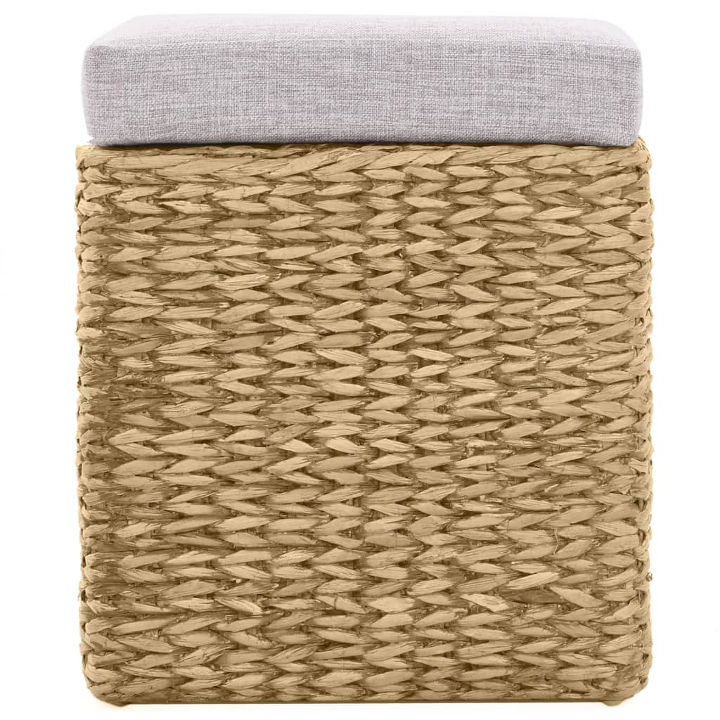 vidaXL Sitzbank mit 2 Ottomanen Seegras Grau