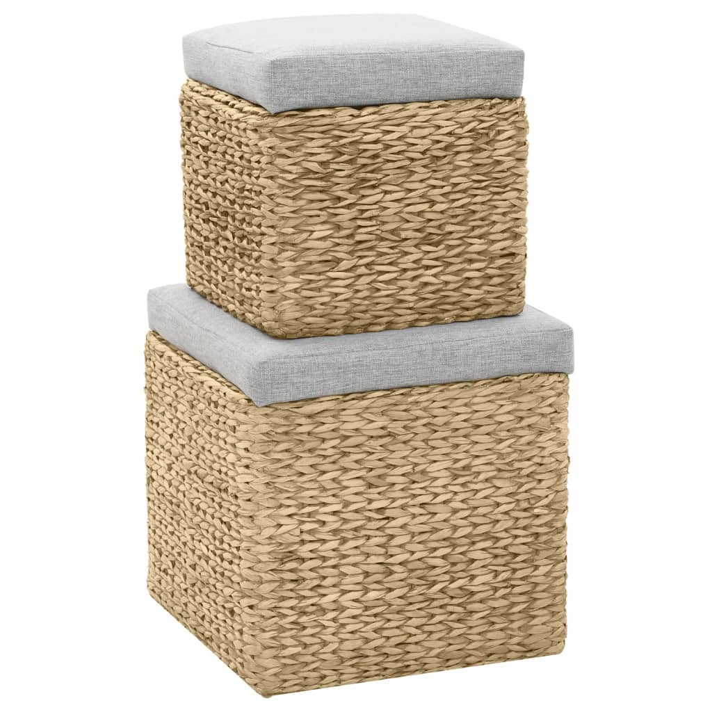 vidaXL Ottoman-Set 2 Stk. Seegras Grau