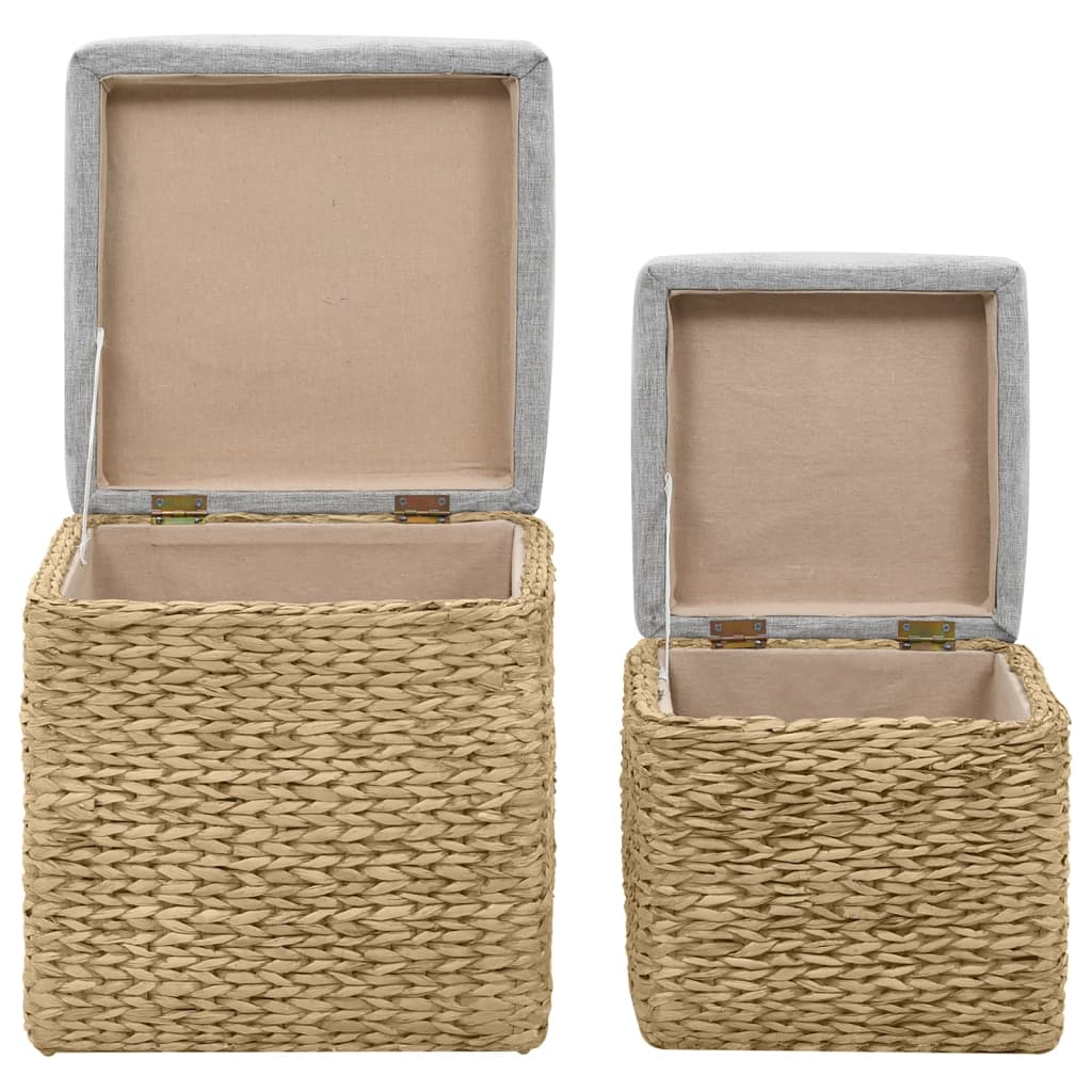 vidaXL Ottoman-Set 2 Stk. Seegras Grau