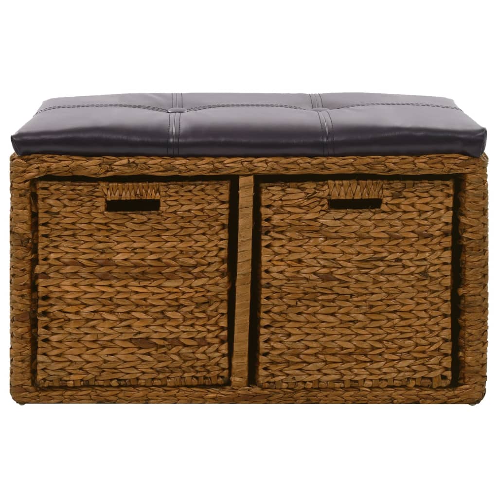vidaXL Sitzbank mit 2 Körben Seegras 71×40×42 cm Braun