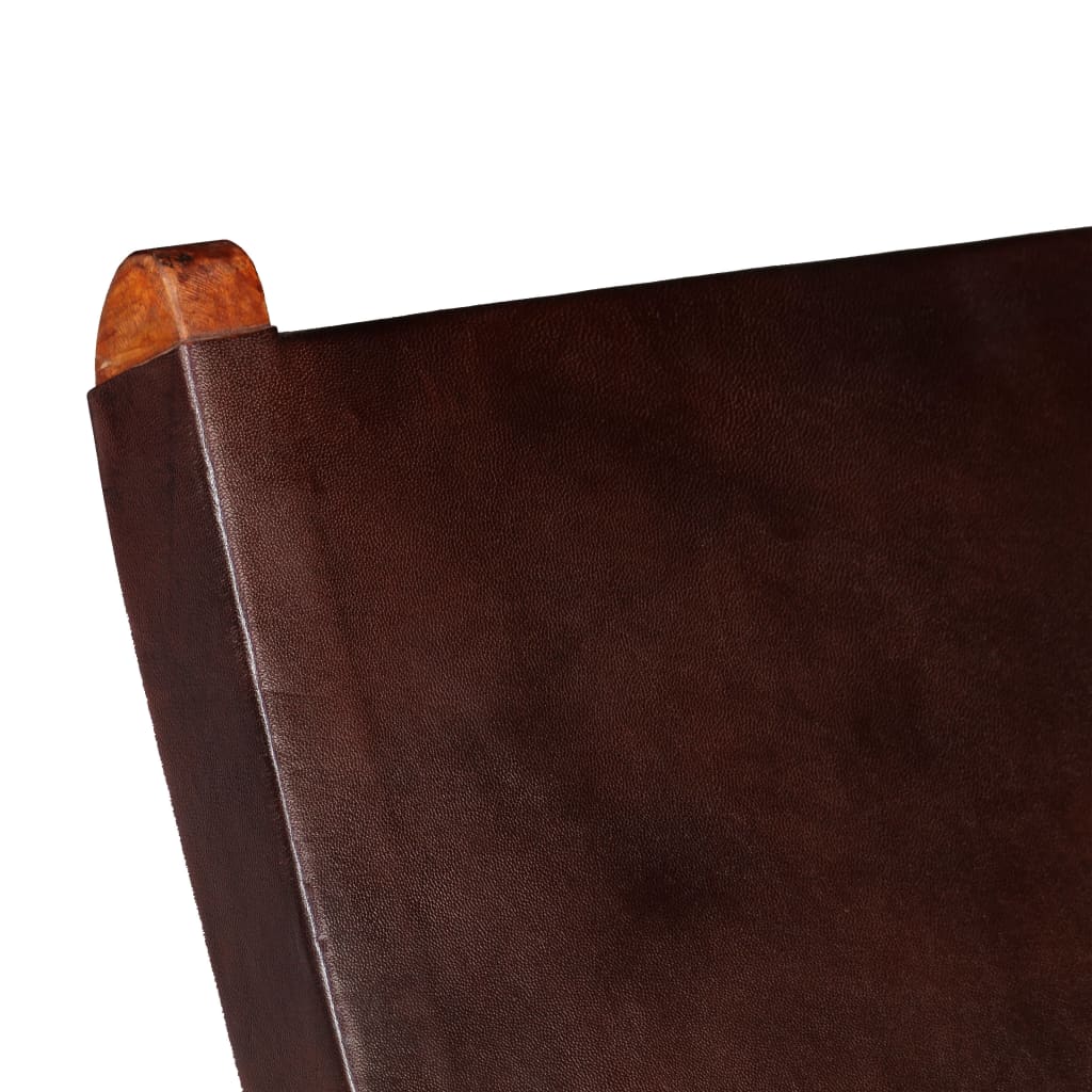 vidaXL Relaxstuhl Klappbar Braun Echtleder