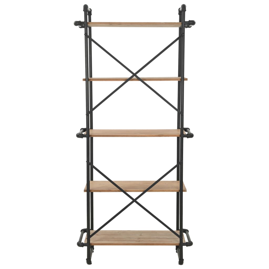 vidaXL Bücherregal Massivholz Tanne und Stahl 80x42x180 cm