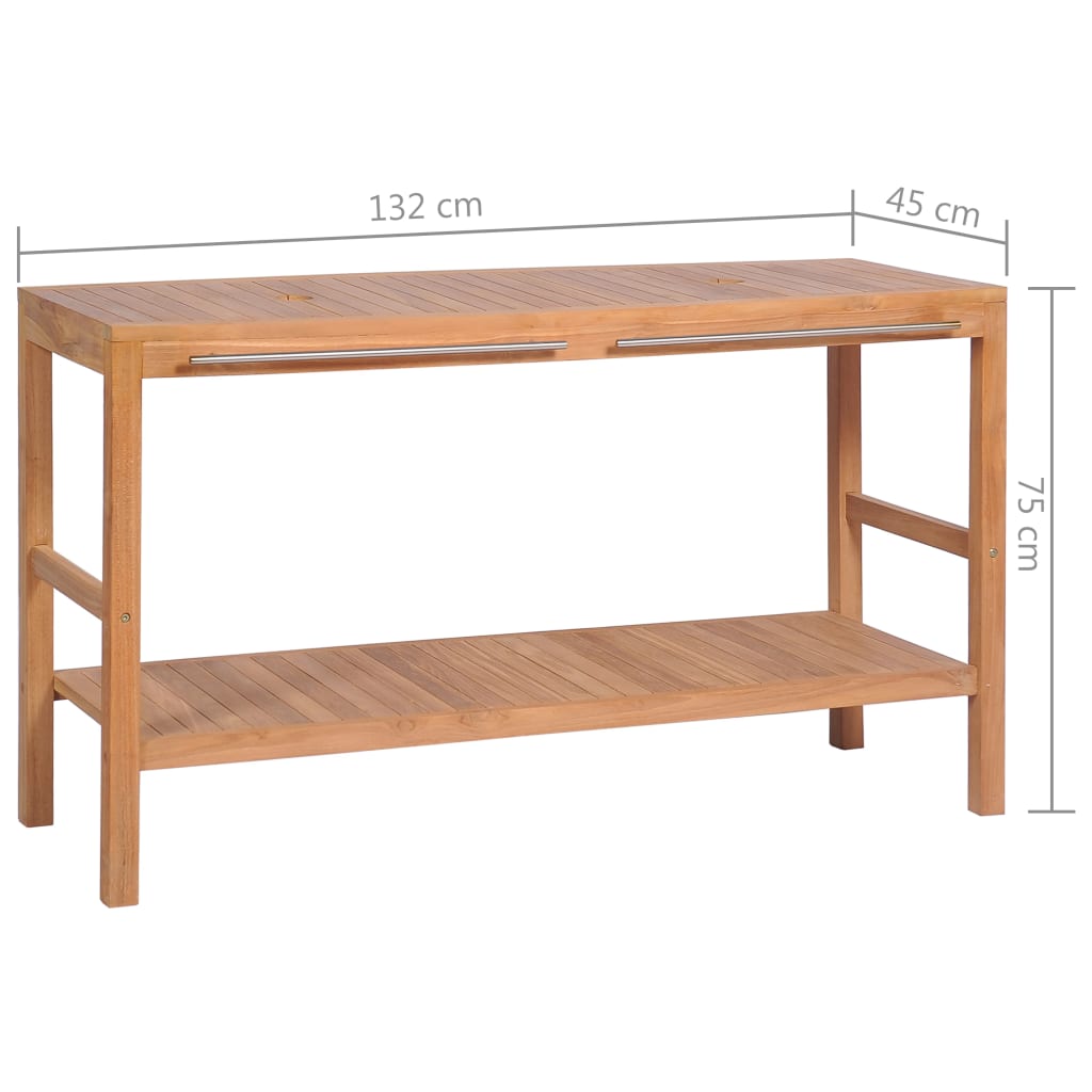 vidaXL Waschtischunterschrank Massivholz Teak 132x45x75 cm