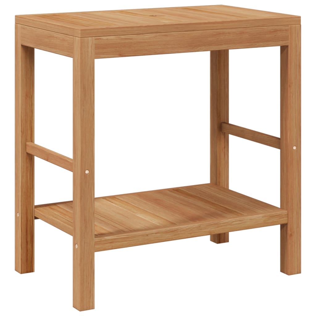 vidaXL Waschtisch Massivholz Teak mit Waschbecken aus Flussstein