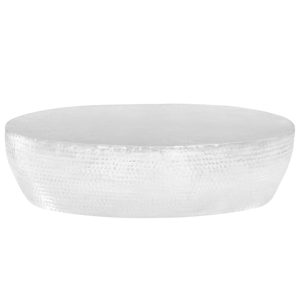 vidaXL Couchtisch Silber gehämmert 100 x 50 x 28 cm Aluminium