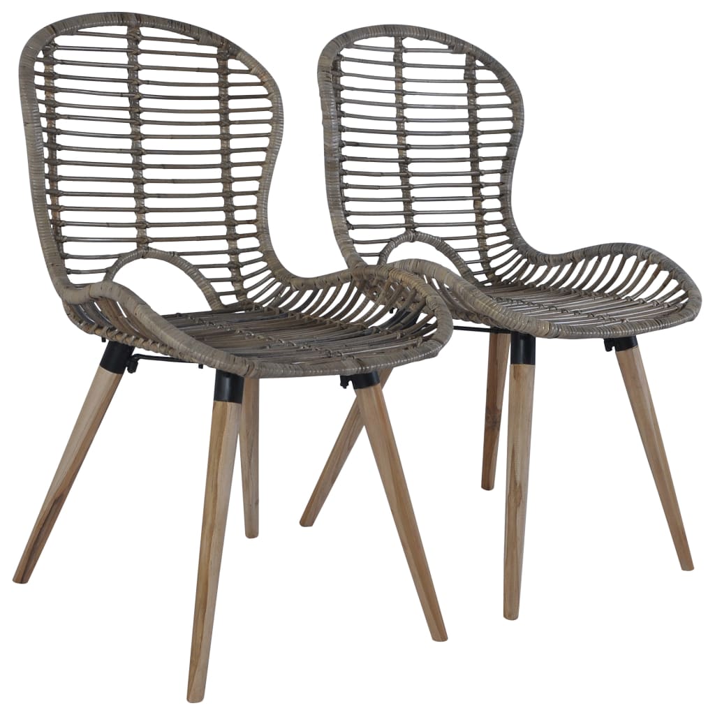 vidaXL Esszimmerstühle 2 Stk. Schwarz Natur Rattan