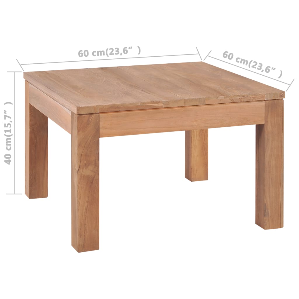 vidaXL Couchtisch Massivholz Teak Natur 60x60x40 cm