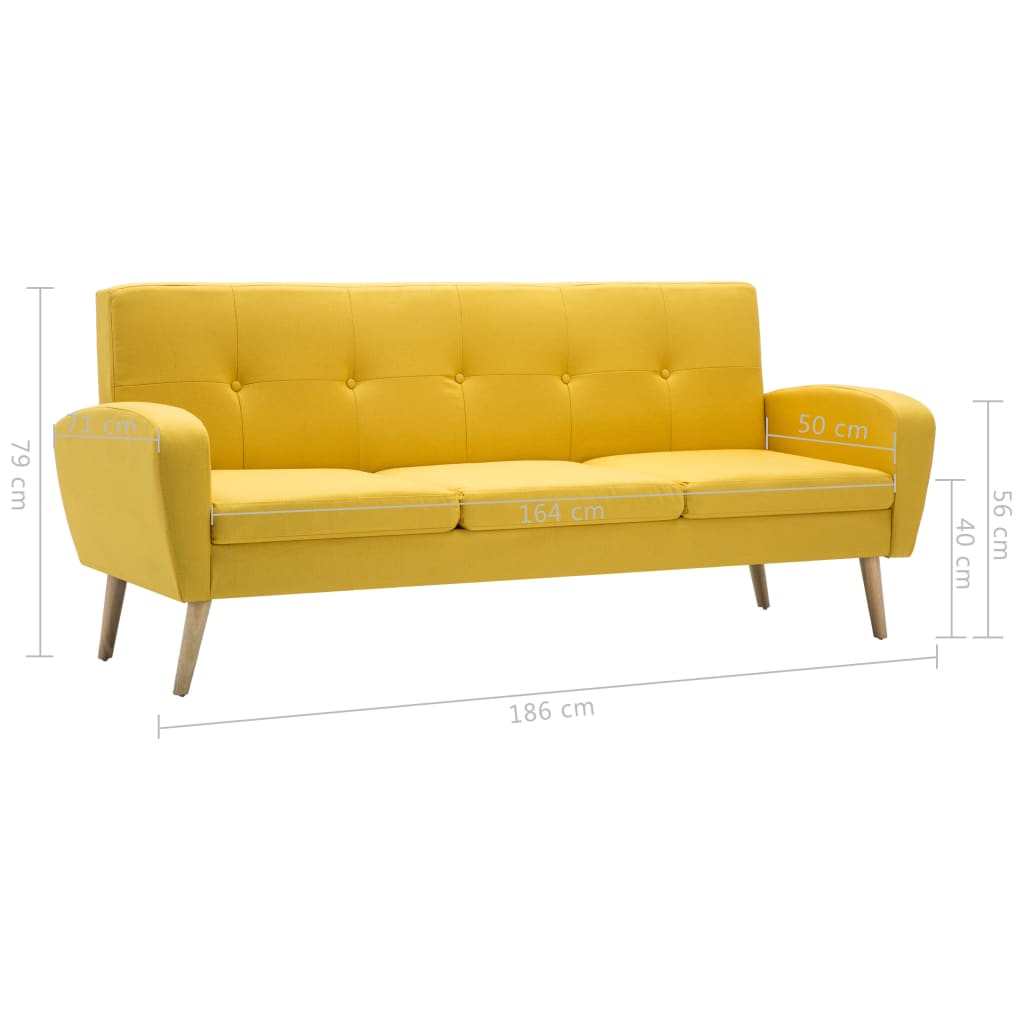 vidaXL Sofa 3-Sitzer Stoff Gelb