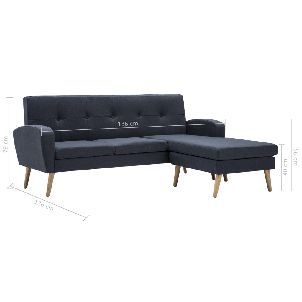 vidaXL Sofa in L-Form Stoffbezug 186 x 136 x 79 cm Dunkelgrau