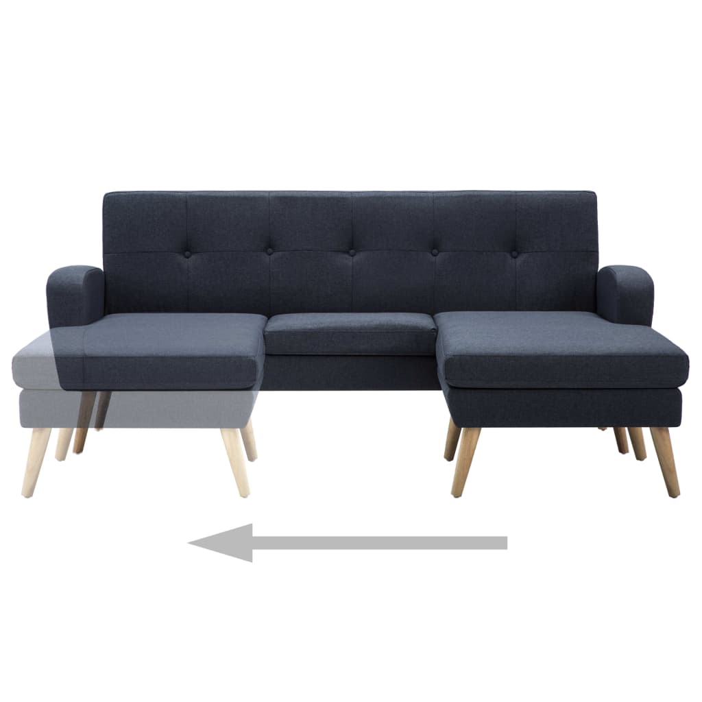 vidaXL Sofa in L-Form Stoffbezug 186 x 136 x 79 cm Dunkelgrau