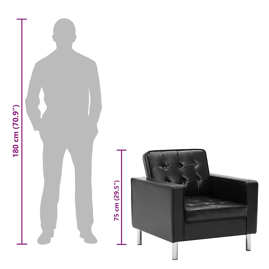 vidaXL Sessel Schwarz 75x70x75 cm Kunstleder
