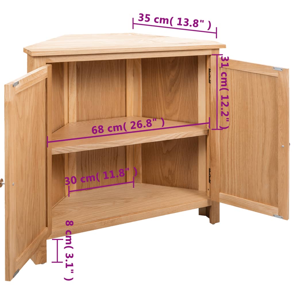 vidaXL Eckschrank 80x33,5x78 cm Massivholz Eiche