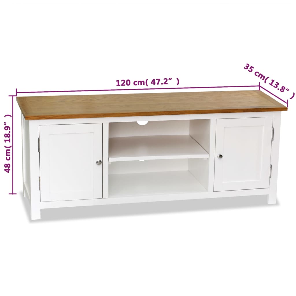 vidaXL TV-Schrank 120x35x48 cm Massivholz Eiche