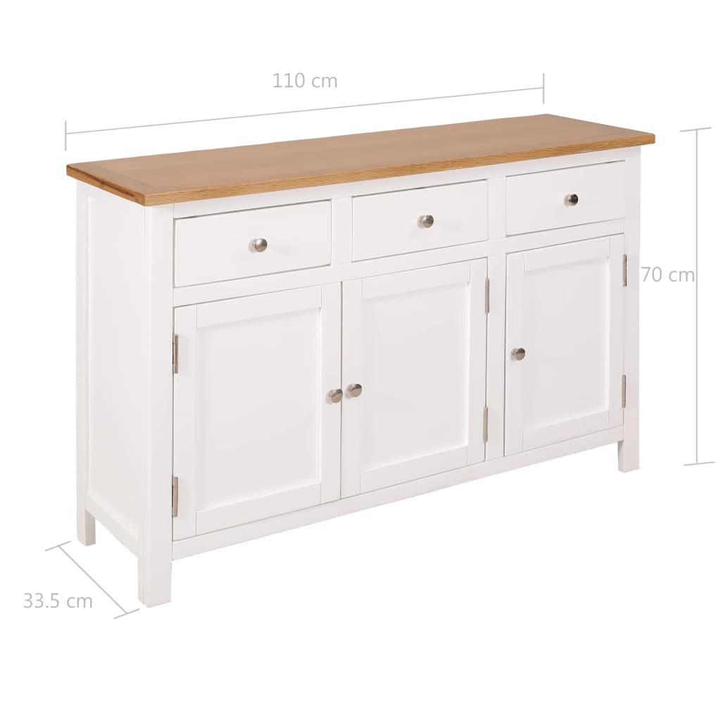 vidaXL Sideboard 110x33,5x70 cm Massivholz Eiche