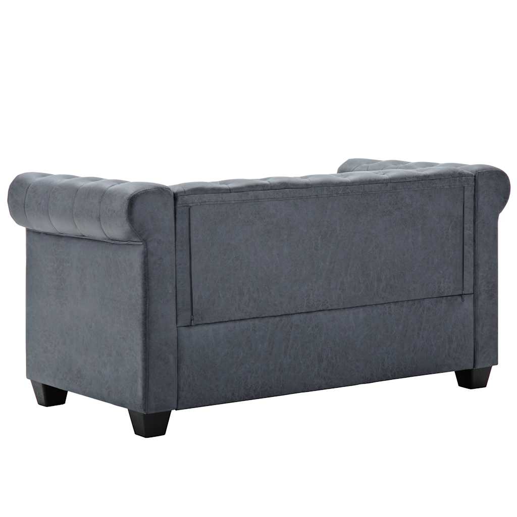 vidaXL Chesterfield-Sofa 2-Sitzer Kunstwildleder Grau