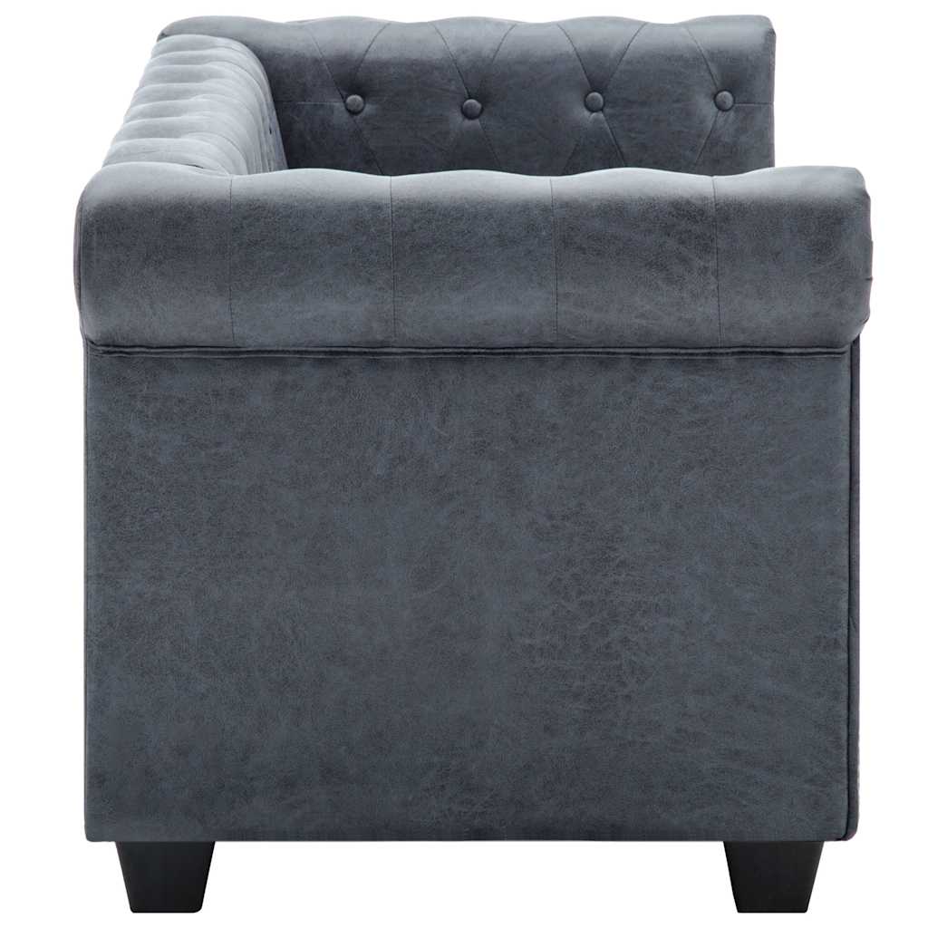 vidaXL Chesterfield-Sofa 2-Sitzer Kunstwildleder Grau