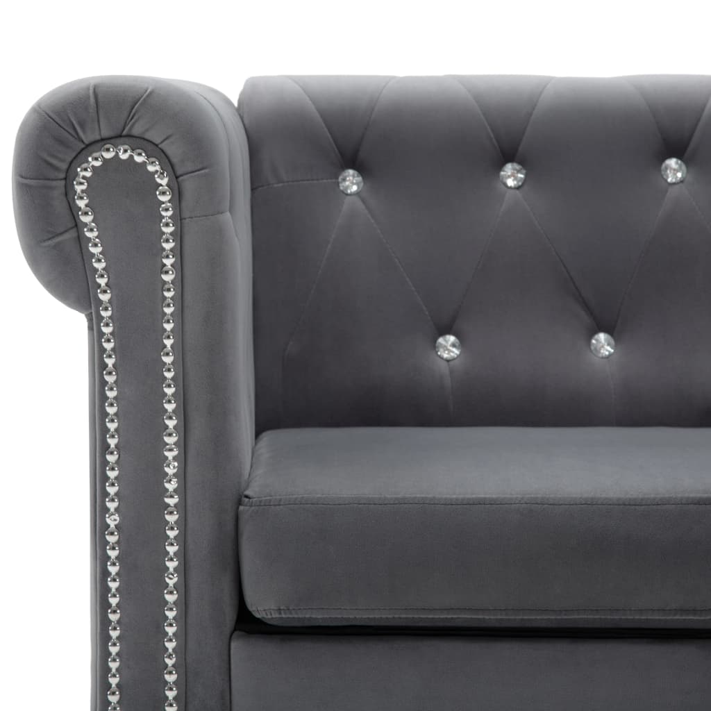 vidaXL Chesterfield Sofa 3-Sitzer Samtbezug 199x75x72 cm Grau