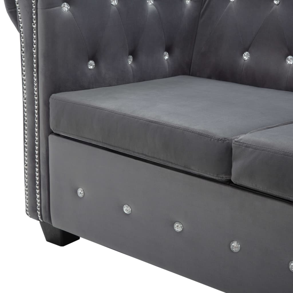 vidaXL Chesterfield Sofa 3-Sitzer Samtbezug 199x75x72 cm Grau