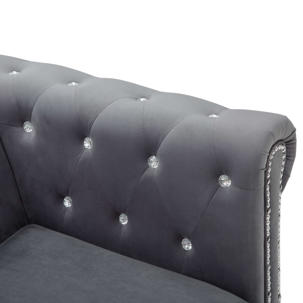 vidaXL Chesterfield Sofa 3-Sitzer Samtbezug 199x75x72 cm Grau