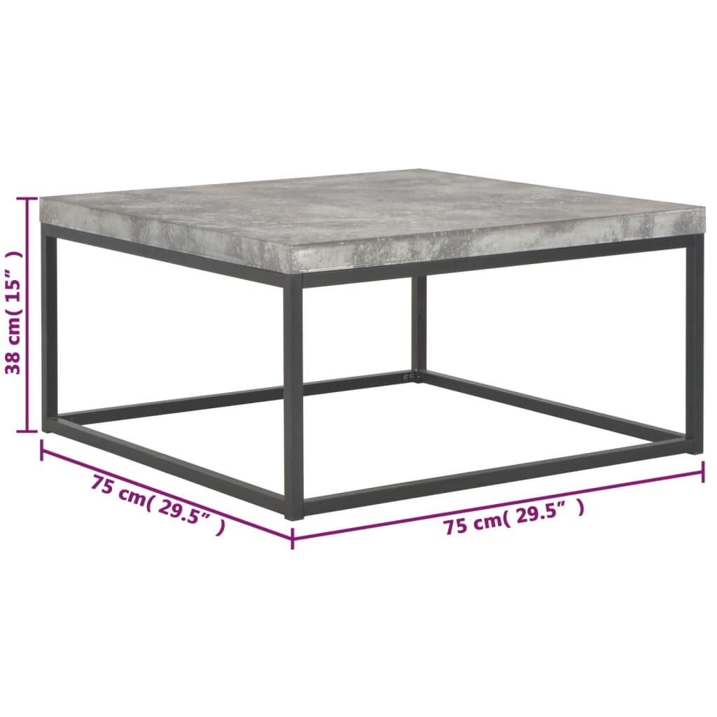 vidaXL Couchtisch 75×75×38 cm Betonoptik